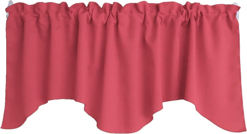 Zen Creative Designs Solid Poplin Scalloped Window Valance Home Décor Bedroom Nursery Kitchen Window (Coral) - Image 1
